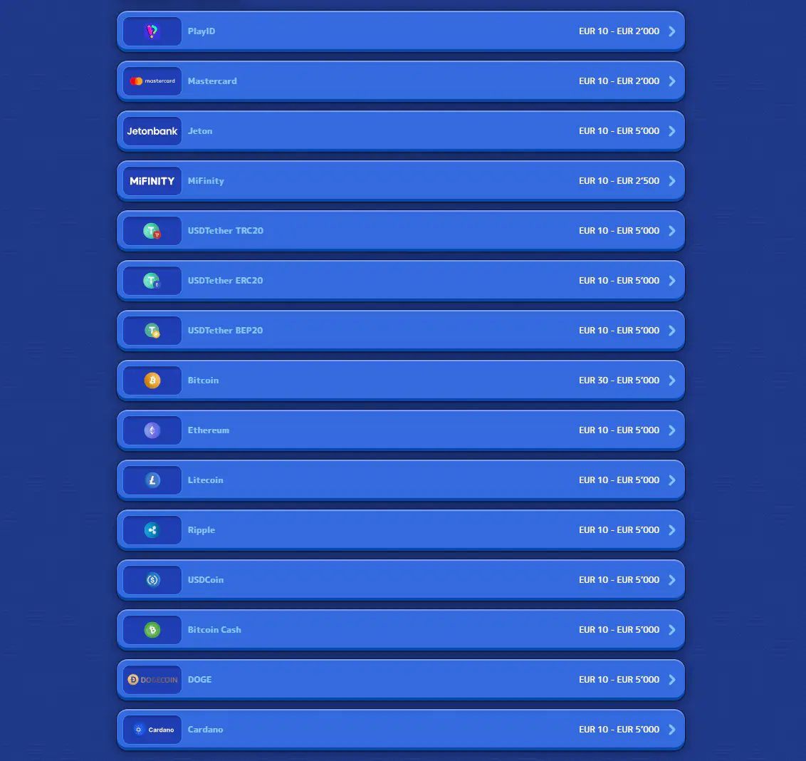 Zahlungsmethoden im Casino Pistolo